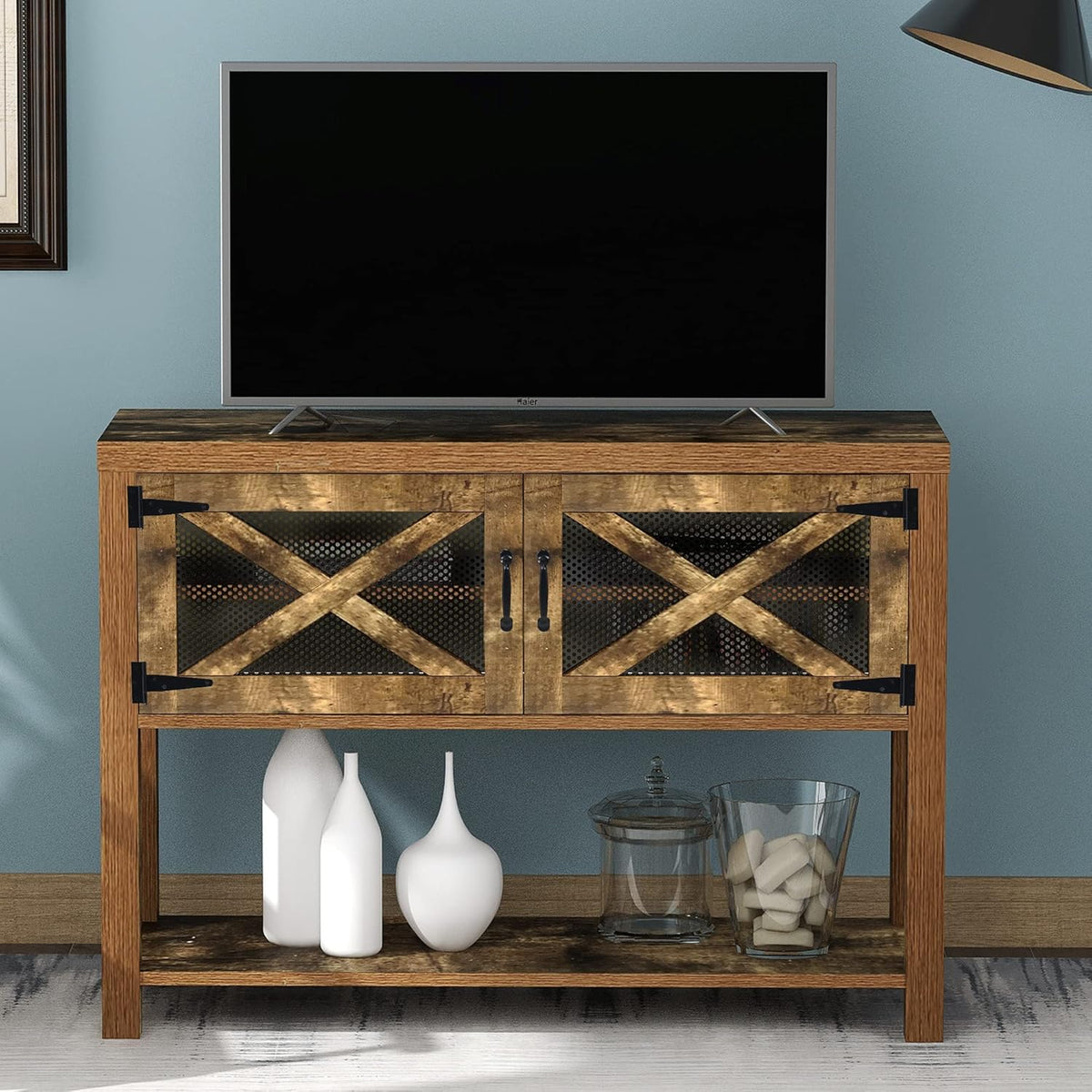Espresso Wood Console Table with 2 Drawers 2 Cabinets 1 Shelf E959