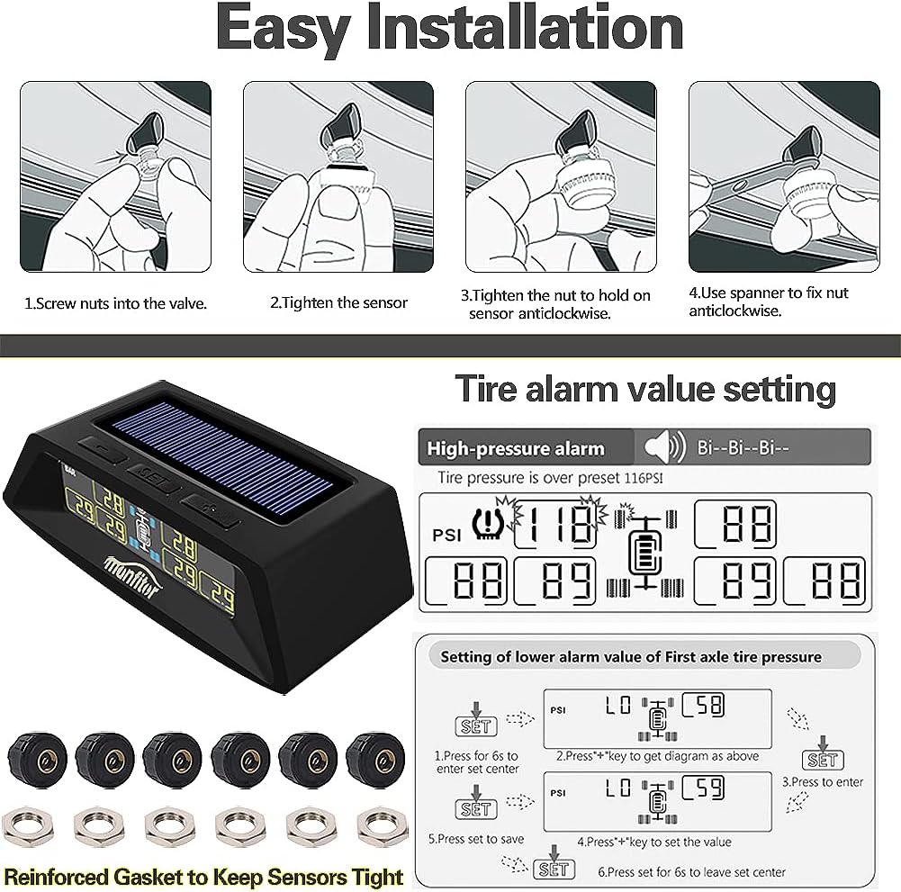 Tire Pressure Monitoring System with 6 External Sensors U6494