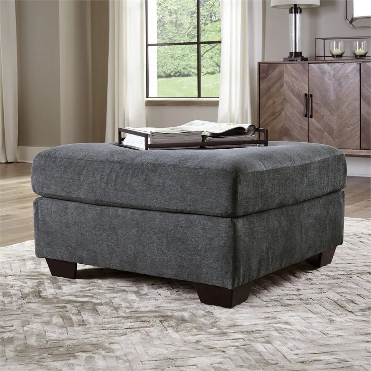 Oversized Fabric Accent Ottoman D33119
