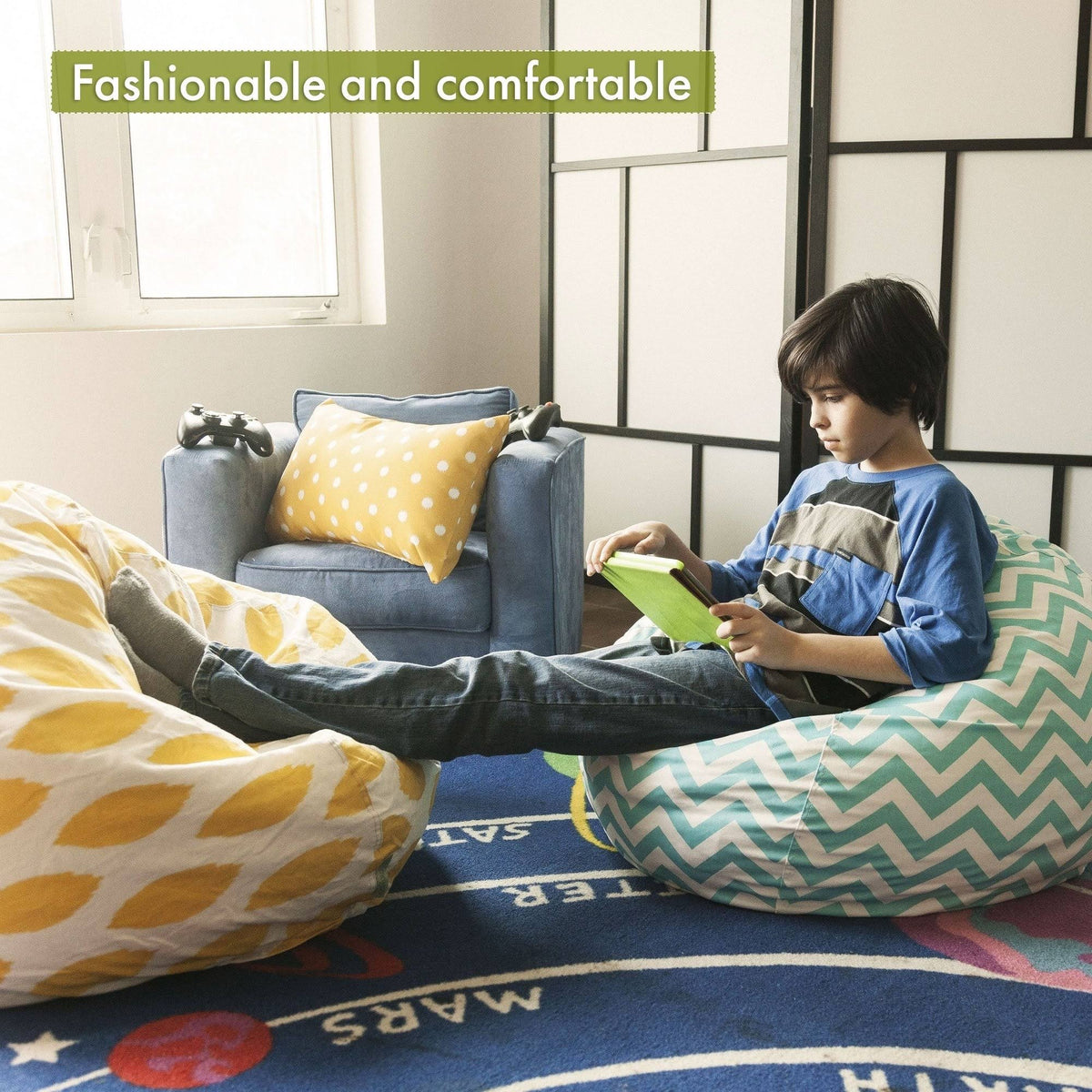 Navy Blue Large Classic Bean Bag Chair X406