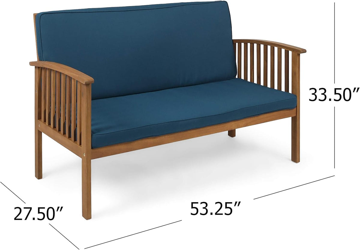 Brown Patina Acacia Wood Outdoor Loveseat U3411