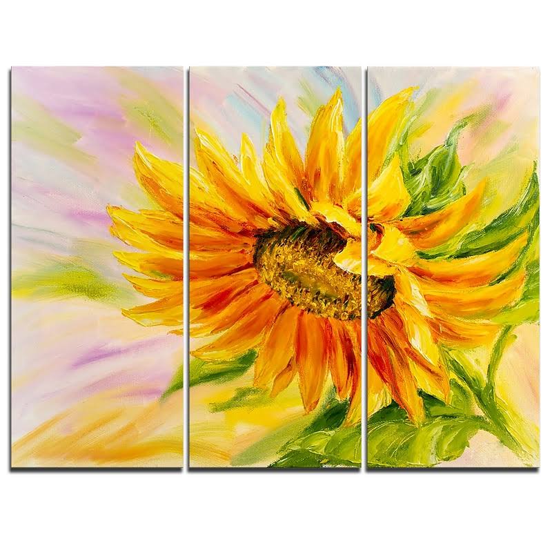 Sunflower Oil Painting 3 Piece Wrapped Canvas Set O5976