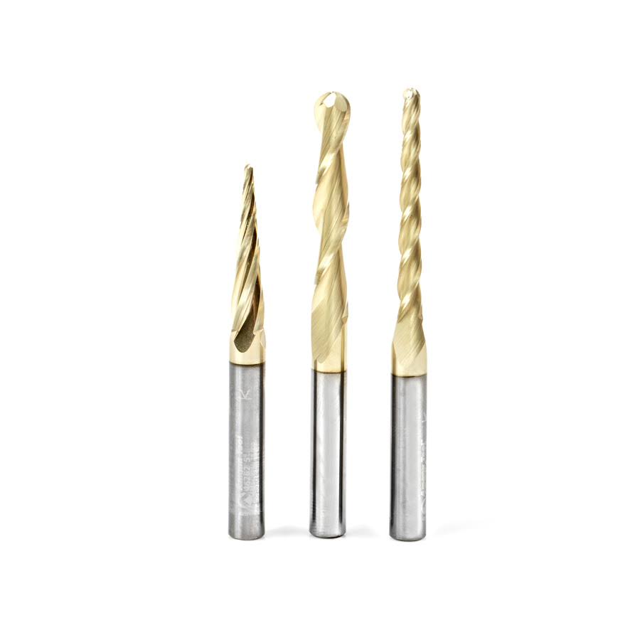 3-Pc CNC 2D/3D Carving Ball Nose Router Bit V131