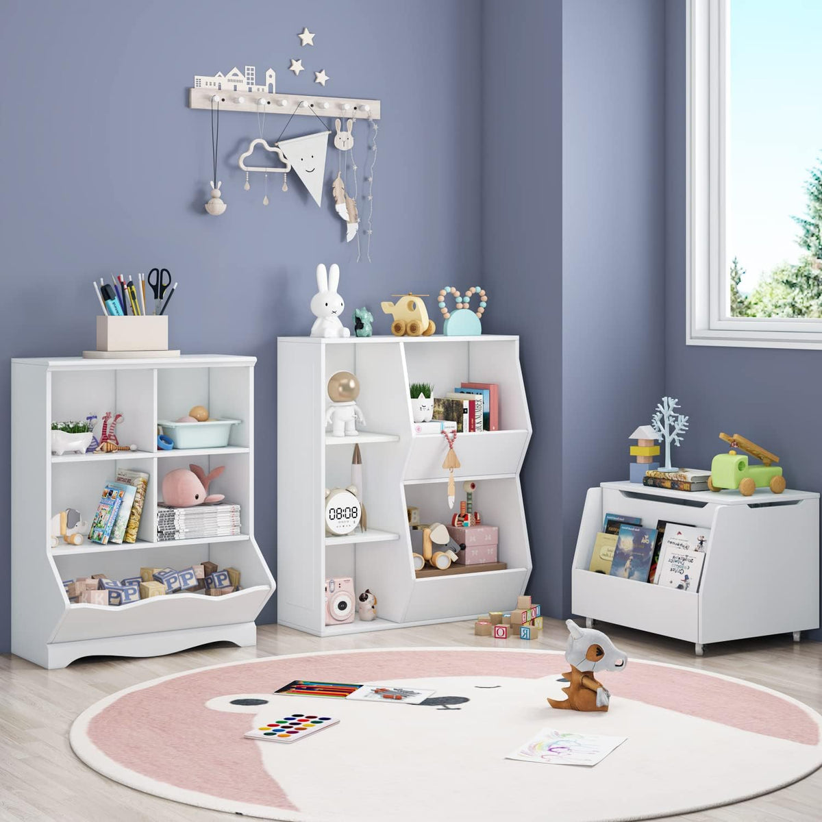 White 5 Cubby Toy Storage Organizer R3364