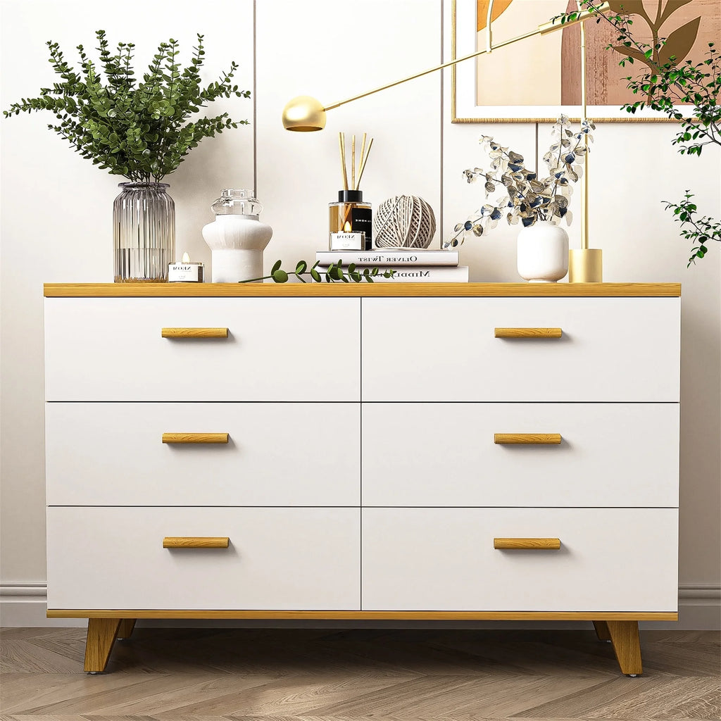 White 6 Drawer Dresser I33848