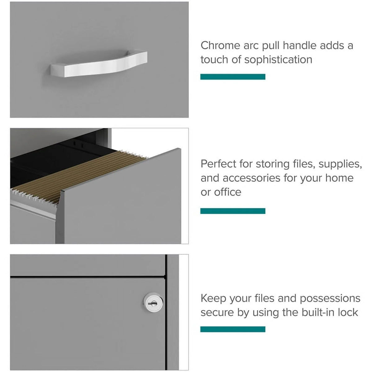 3 Drawer Metal File Cabinet with Lock R489
