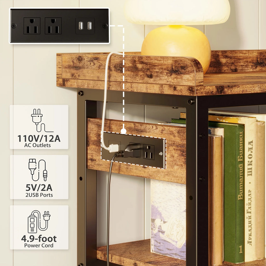 Height Adjustable 32 Inch Sofa Table with Power Outlet I4066