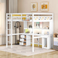 White Full Size Loft Bed with Desk W993048
