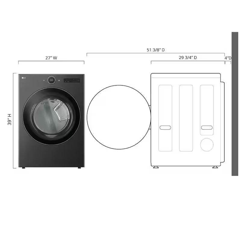 Black Steel Electric Dryer with TurboSteam D46938