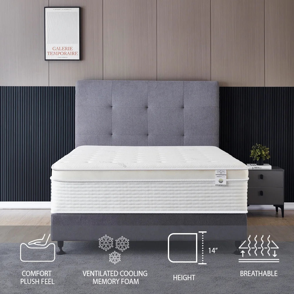 16 Inch Cool Memory Foam Pocket Spring Hybrid Mattress X804189