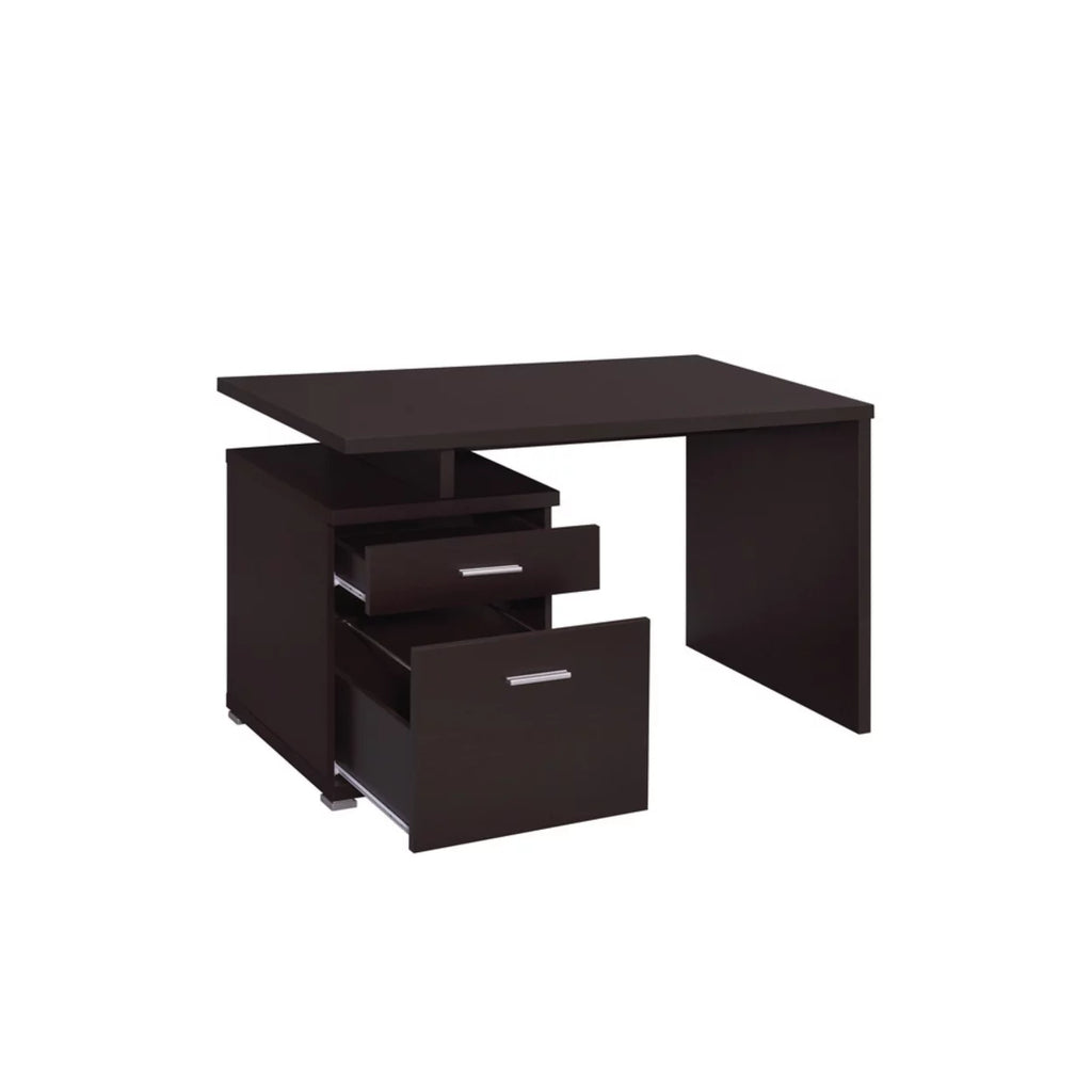 2-drawer Office Desk with Cabinet Cappuccino Q93786