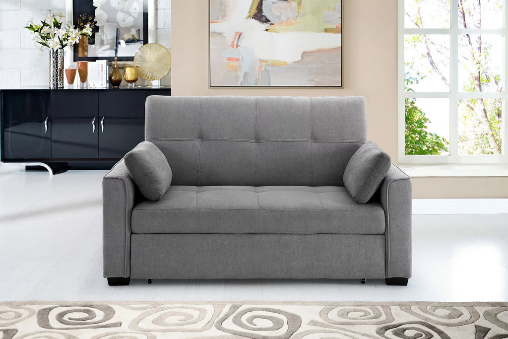 Light Gray Queen Size Chenille Sleeper Sofa Y4974