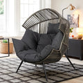 Oversized Beige Wicker Egg Chair with Cushion X788416