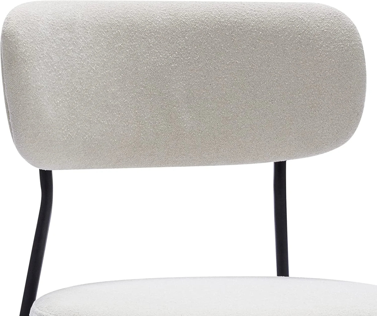 Set of 2 Boucle Upholstered Dining Chairs with Black Metal Legs A745