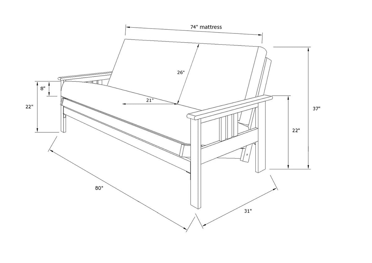 Full Futon with Fabric Mattress in Gray Stone U720410