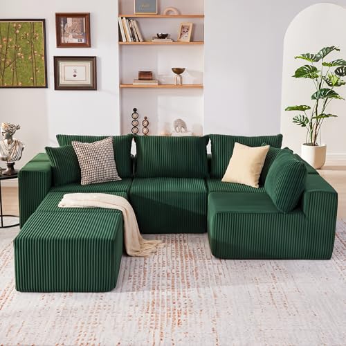 107.4" Beige Corduroy Modular Sectional Sofa J2300