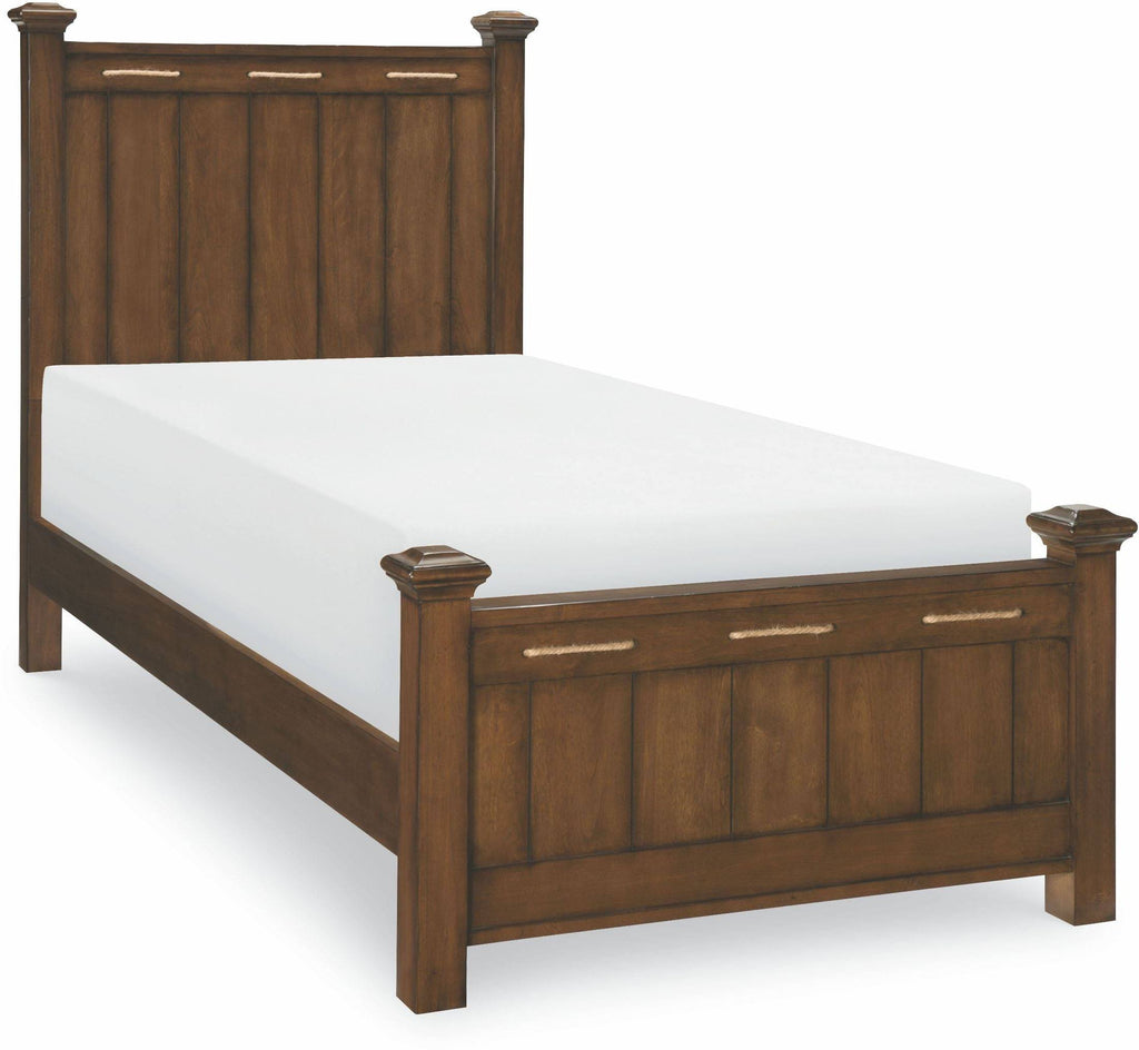 Twin Low Post Bed in Cabin Brown C65612