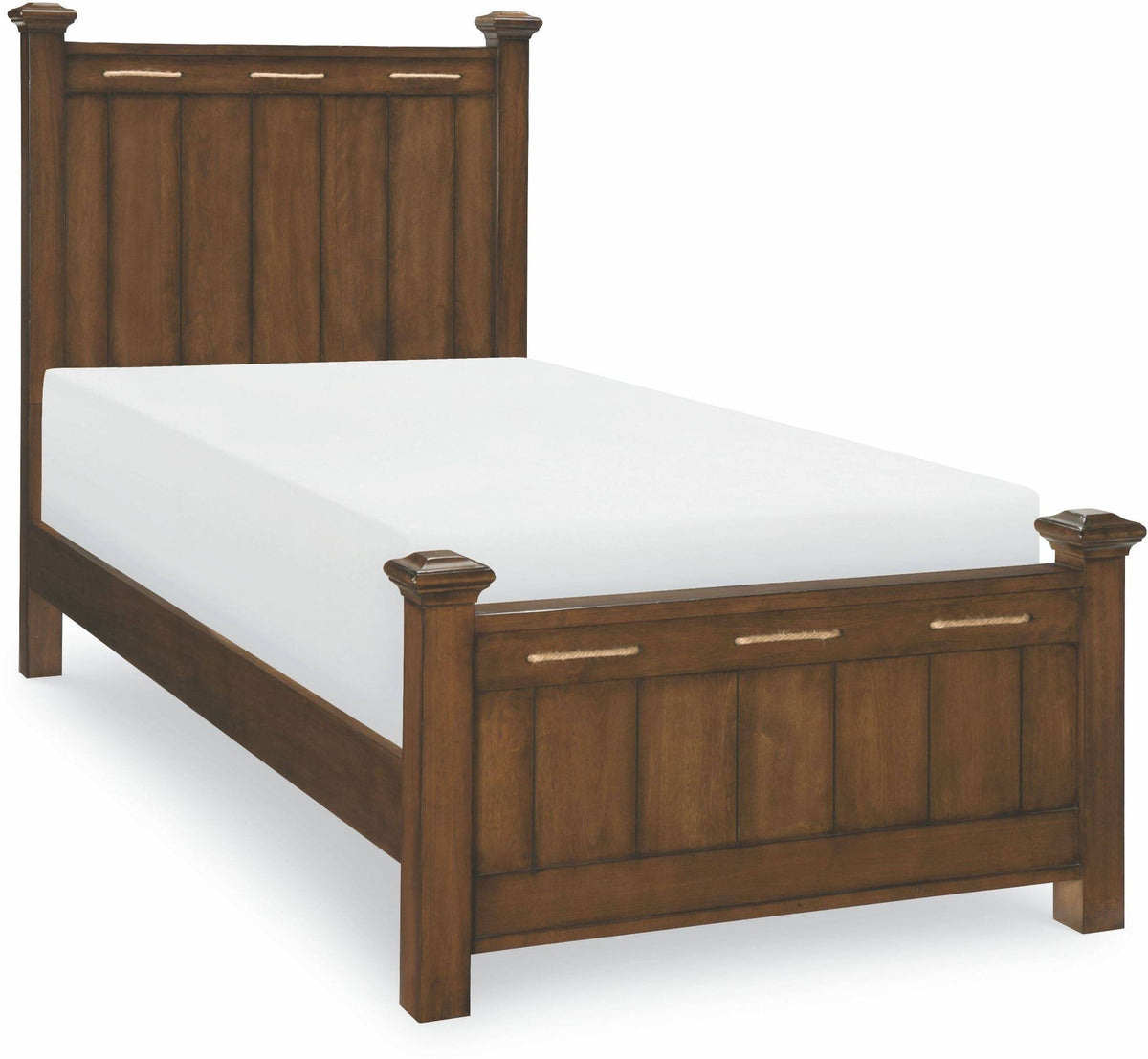 Twin Low Post Bed in Cabin Brown C65612