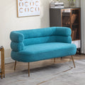 Blue Upholstered Loveseat Lounge Chair with Metal Legs K2863