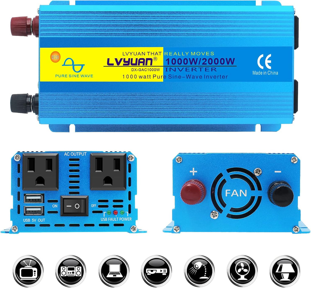 2500W Pure Sine Wave Power Inverter DC 12V to 110V AC L311844