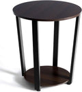 Round 2-Tier Metal End Table with Storage Shelf I675