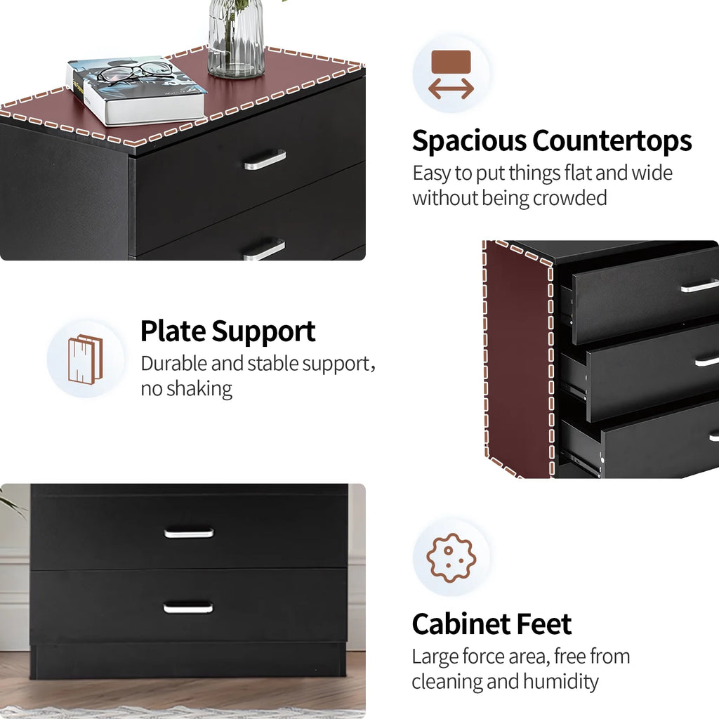 Black Wooden Storage Chest of Drawers Z44922
