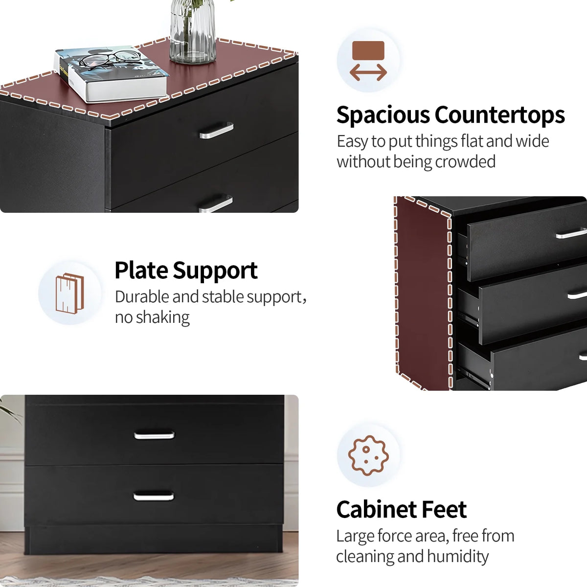 Black Wooden Storage Chest of Drawers Z44922