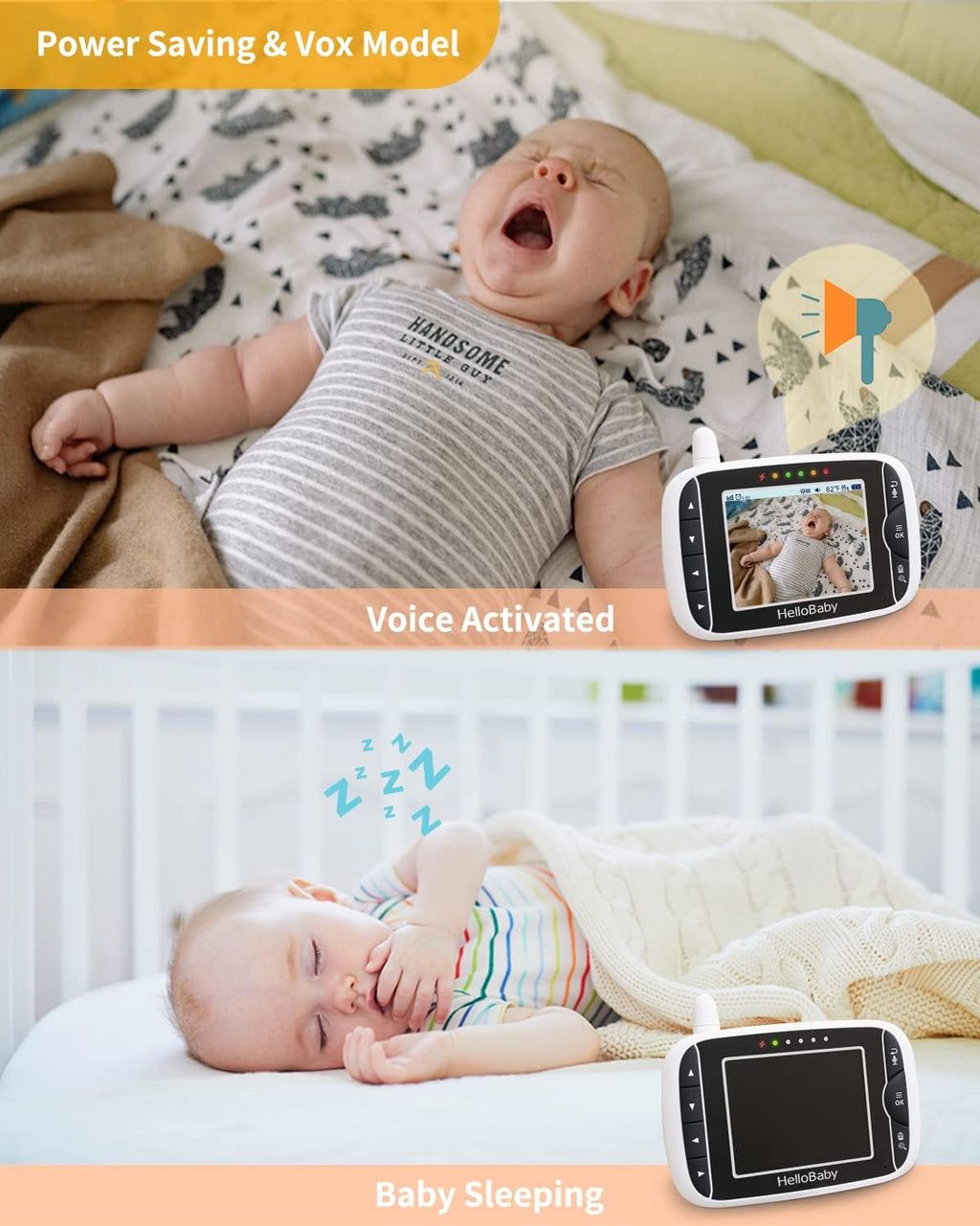 Video Baby Monitor with Camera and Audio, 3.2'' LCD Screen, Night Vision, Two Way Audio W662
