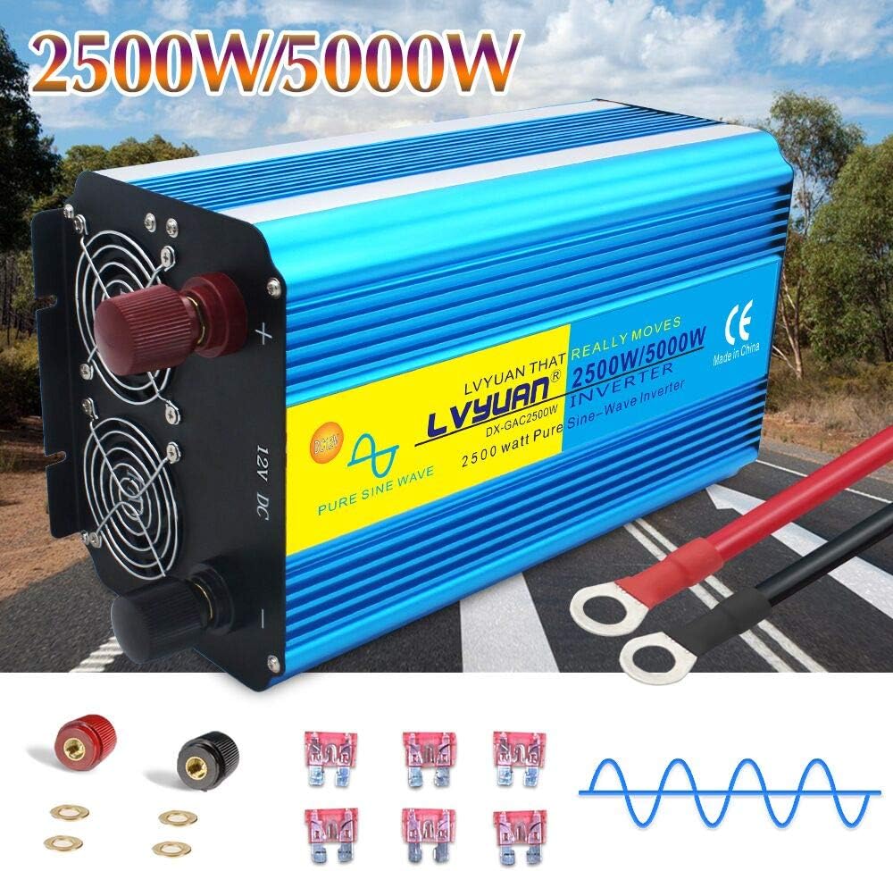 2500W Pure Sine Wave Power Inverter DC 12V to 110V AC L311844