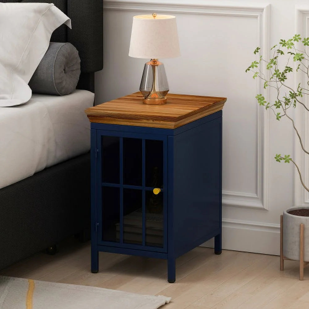 Dark Blue Storage Cabinet Nightstand V2742