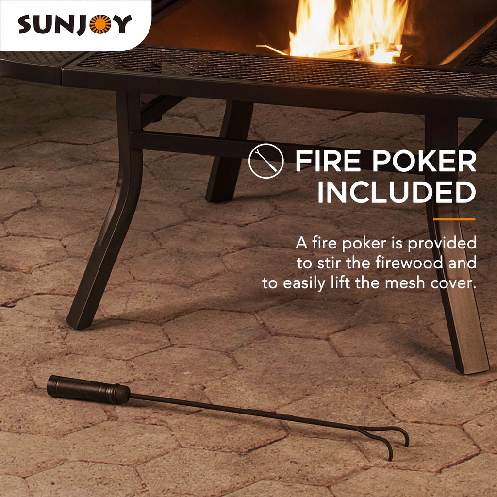 38 Inch Wood Burning Fire Pit with Grill Grate and Fire Poker Z60680