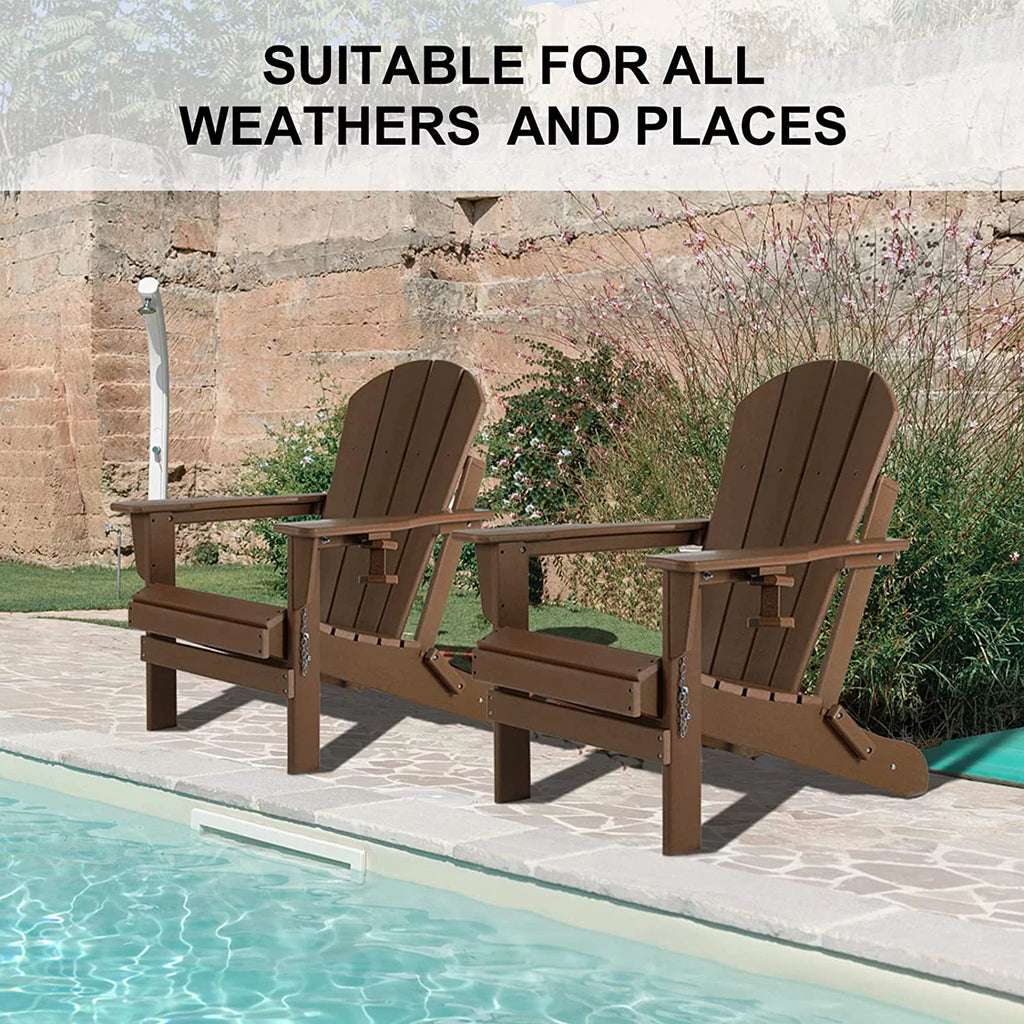 Oversized HDPE Plastic Folding Adirondack Chairs Set of 2 with Cushion R353