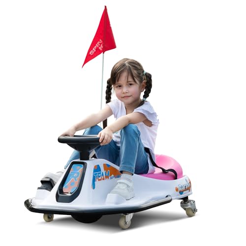 24V Electric Go Kart for Kids, Up to 7.5 mph, Brushless Motor, Pink-White Z736740
