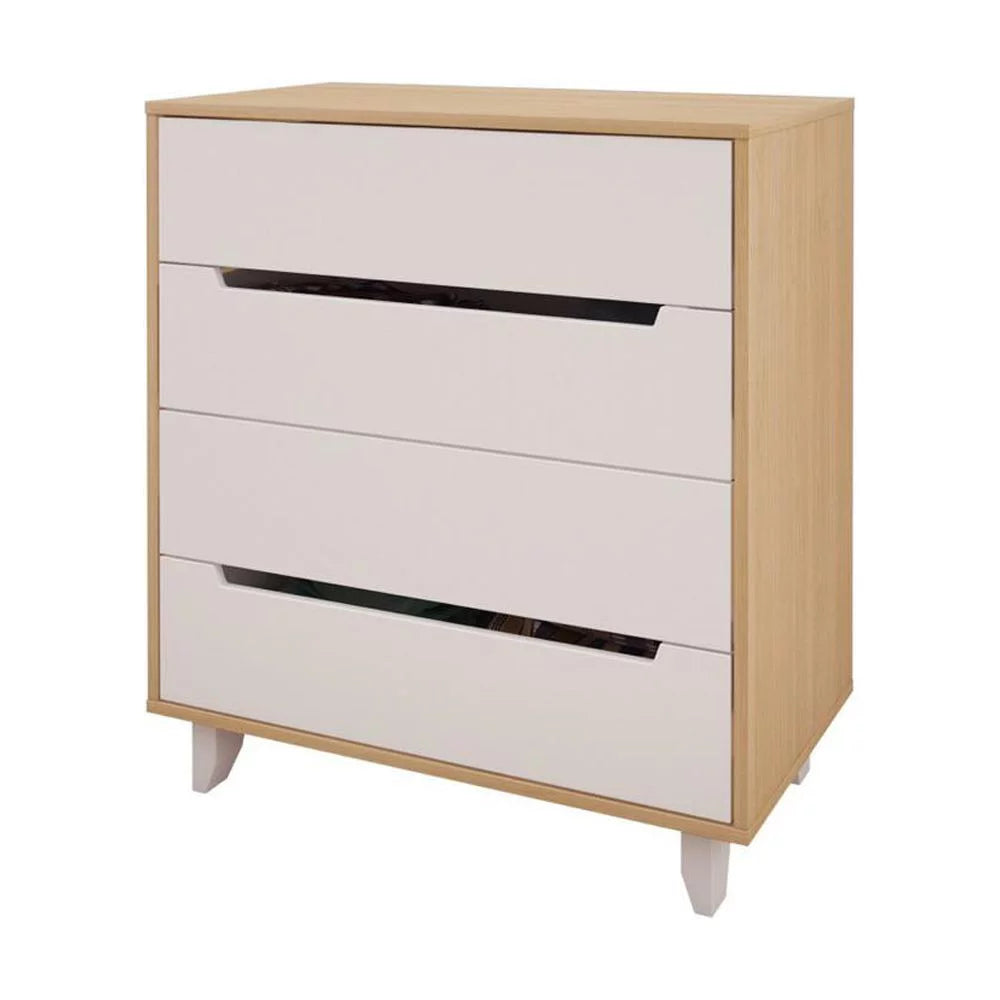 4 Drawer Chest in White and Natural Maple O671