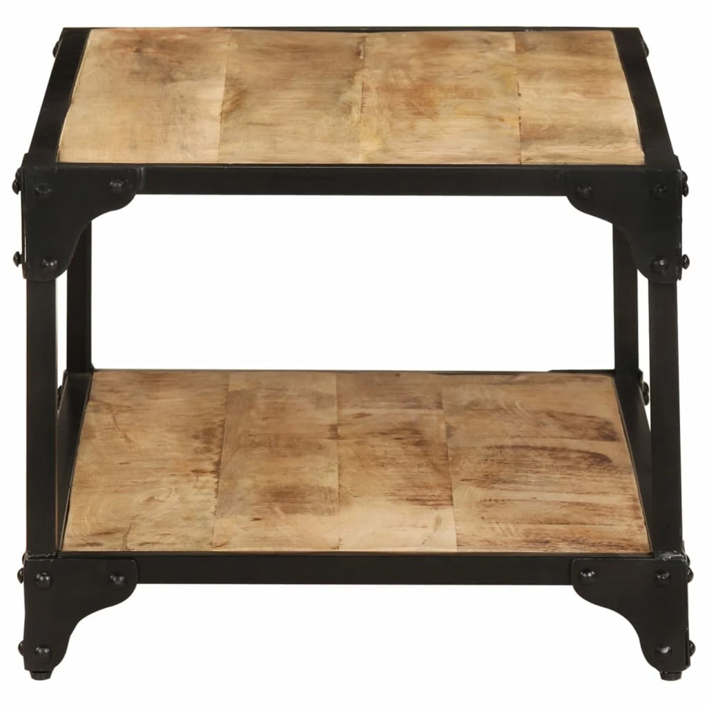 Coffee Table with Storage Shelf Mango Wood Iron Frame O5004