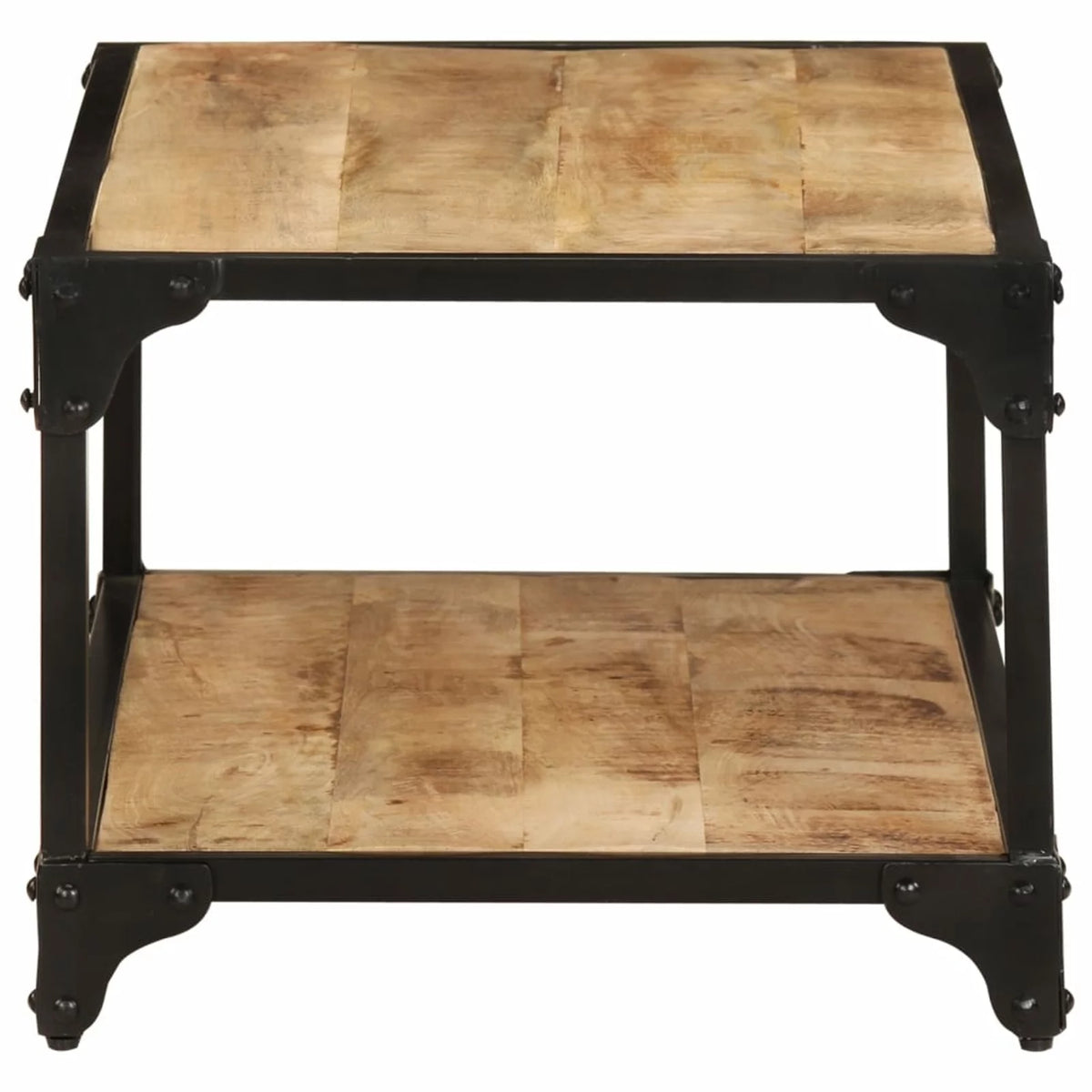 Coffee Table with Storage Shelf Mango Wood Iron Frame O5004