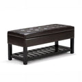 Brown Faux Leather Rectangle Ottoman Bench R90172