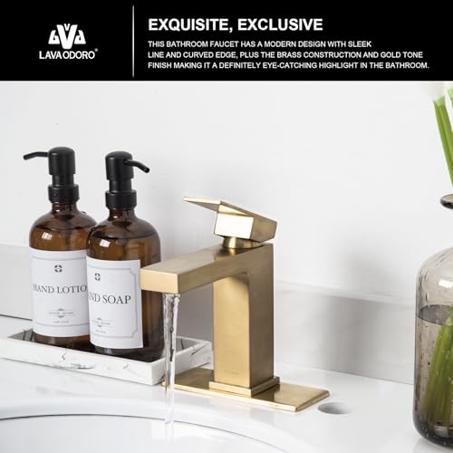 Brushed Gold Single Hole Vessel Sink Faucet with Pop up Drain U93903