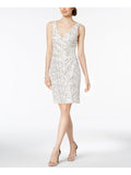 White Sleeveless Above The Knee Sheath Dress T301972