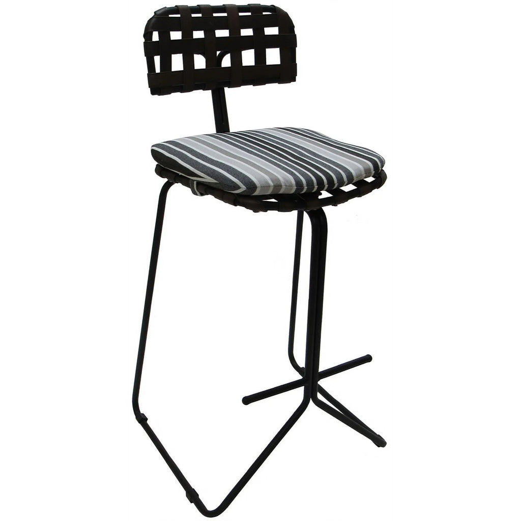 Metal Pub Set 30" Stool Gray Striped Fabric Black Frame H3980