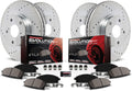Front and Rear Carbon Fiber Brake Pads with Drilled & Slotted Brake Rotors Kit J392