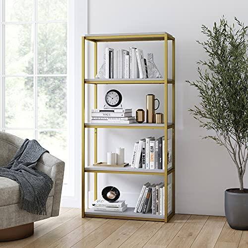 5-Shelf Wood Bookcase with Metal Frame D988908