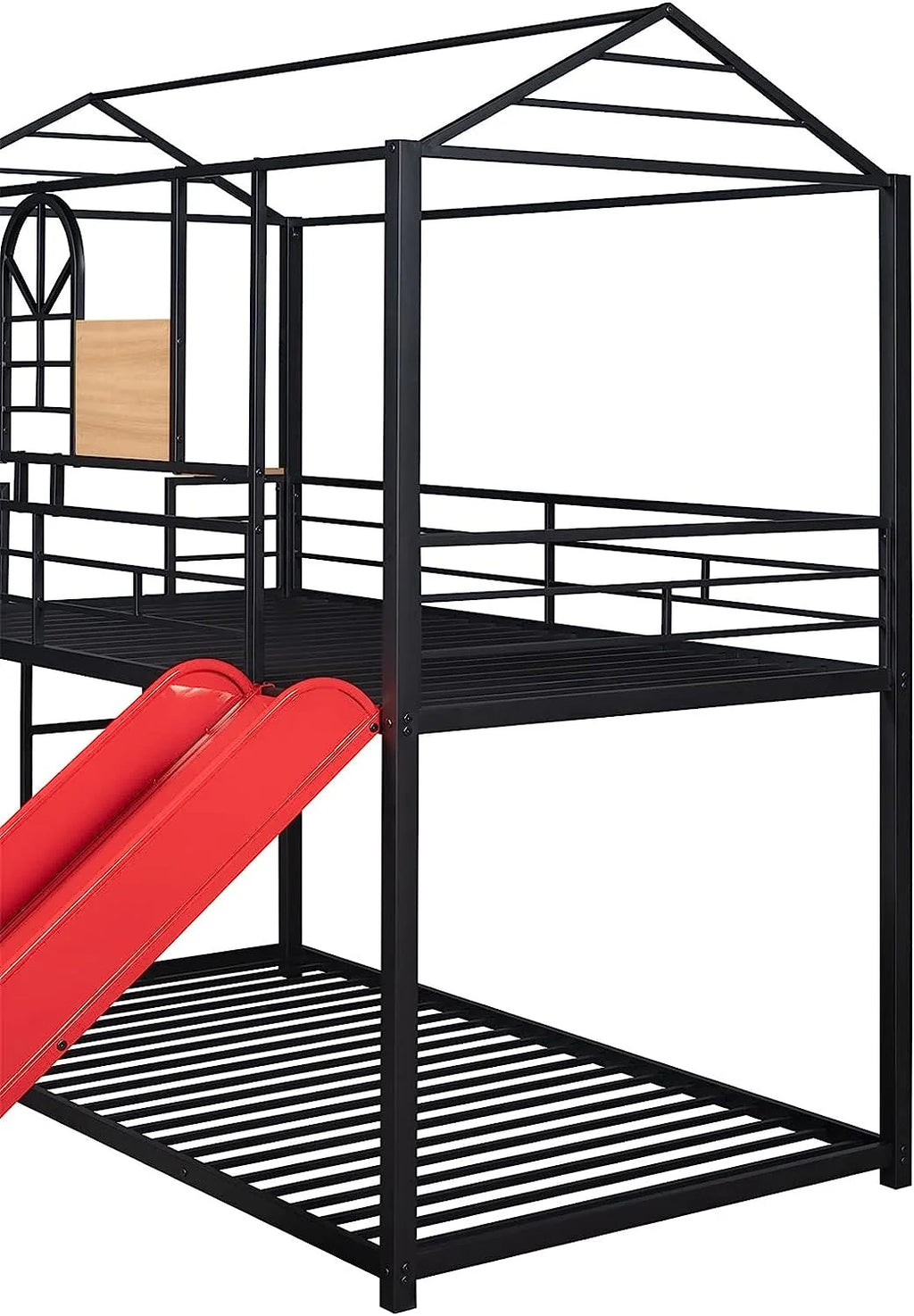 Twin Over Twin Metal Bunk Bed with Slide A136