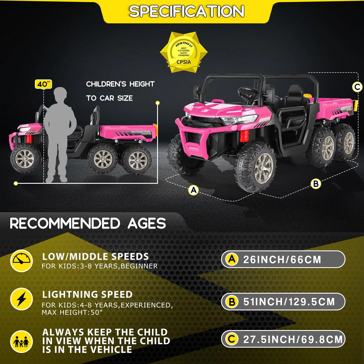 24 V 4WD 2 Seater 6-Wheel Ride on Dump Truck Car with Remote Control Y6146