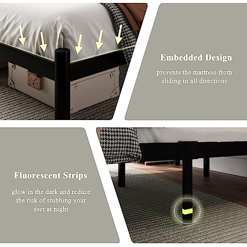 Full Black Metal Bed Frame with 13 Steel Slats F1563