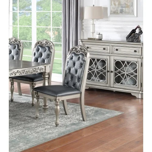 Set of 2 Grey Rubberwood Dining Chairs with Upholstered Seat O116440