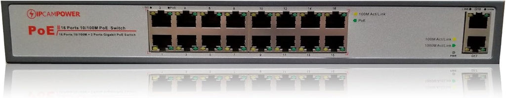 16 Port POE Network Switch with 2 Gigabit Uplink Ports C684591