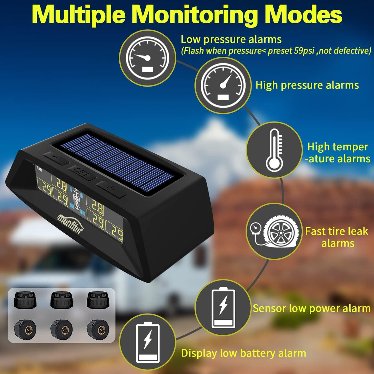 Tire Pressure Monitoring System with 6 External Sensors U6494