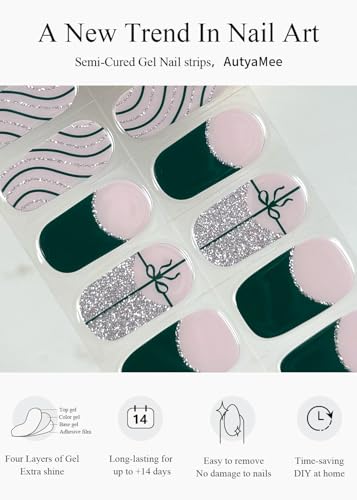 Semi Cured Gel Nail Strips French Snowflake 20 Pcs B35357