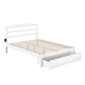 Solid Wood Traditional Queen Bed with Drawer in White B899